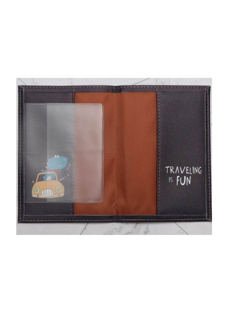 Gray Dinosaur Passport Holder Wallet Passport Holder, Multifunctional Girls And Boys Card Holder Pu Leather Travel Document Holder, Travel Accessories - Image 3